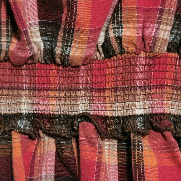 Plaid Babydoll Tank Top with Smocked Straps and Waistband Size M EUC #50 - Picture 3 of 7